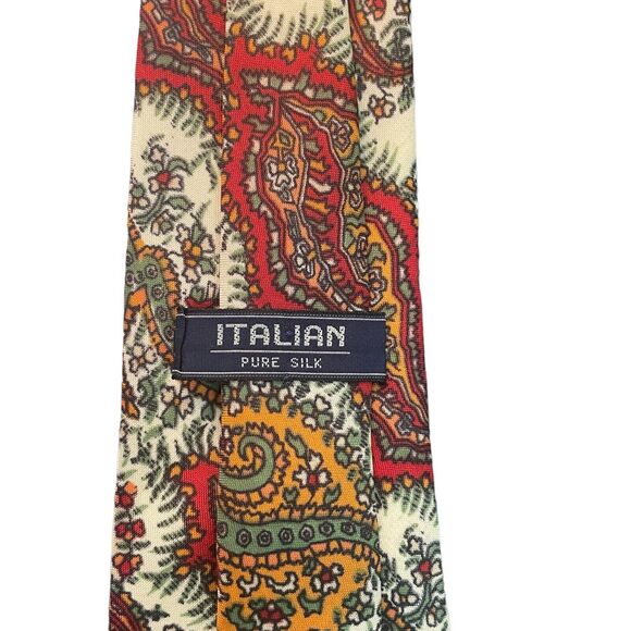 100% Italian Pure Silk Tie 3" Modern Paisley Fall Business Wedding Office Custom - Picture 2 of 5